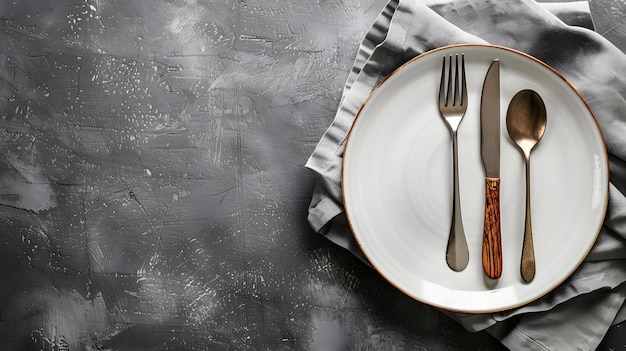 Тарелка и приборы на столе